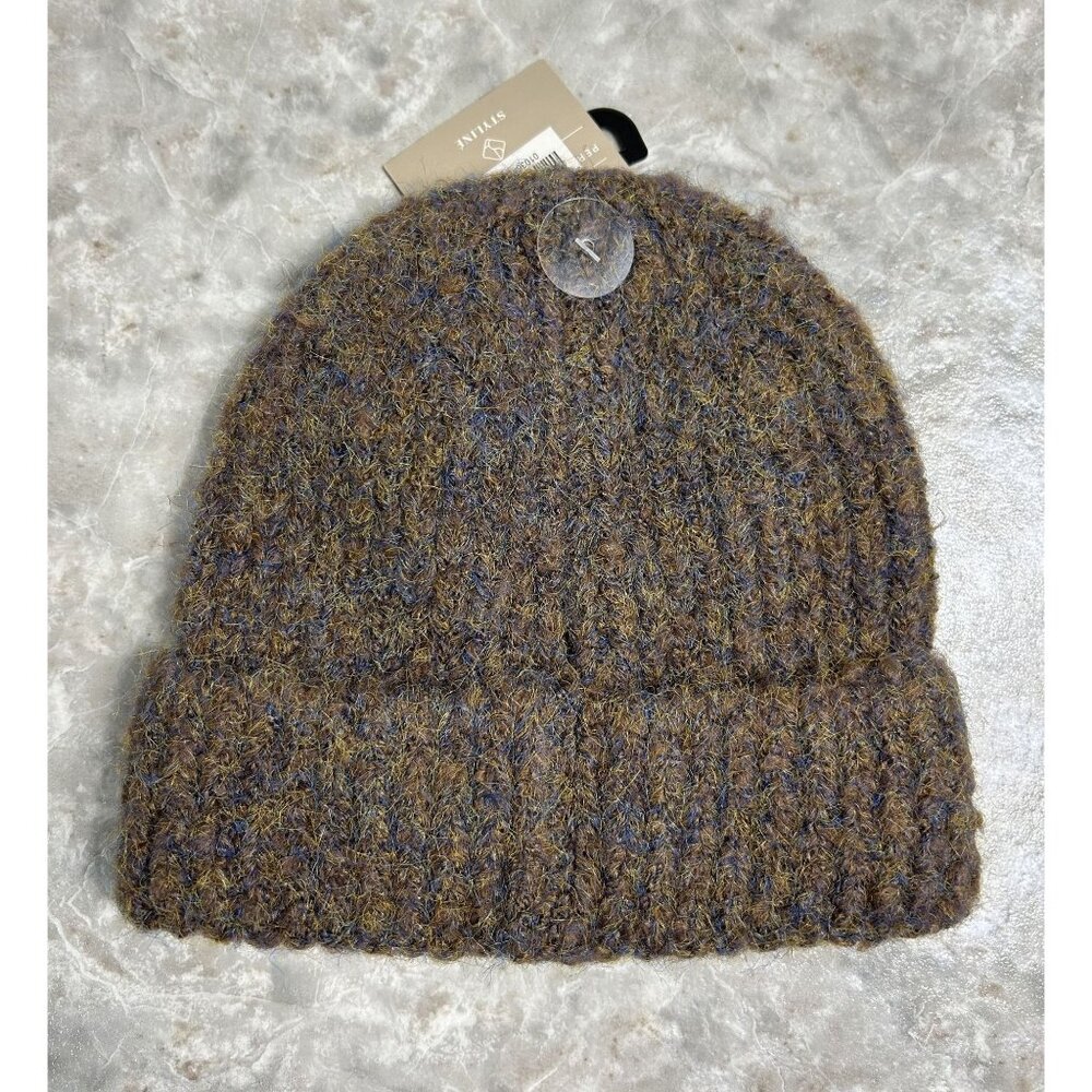 Styline Women's Knit Beanie in Brown / Blue - OS - NWT